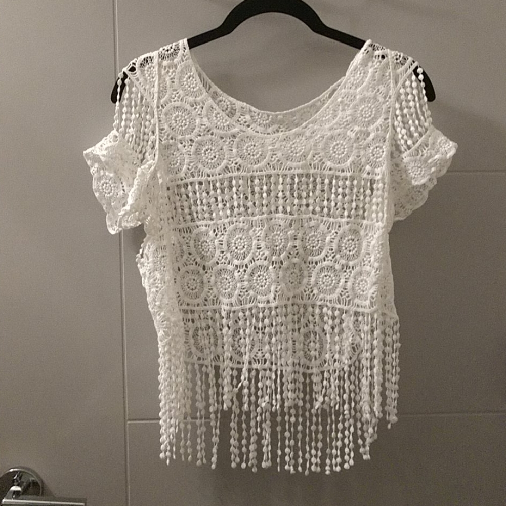 White cover up lacey top